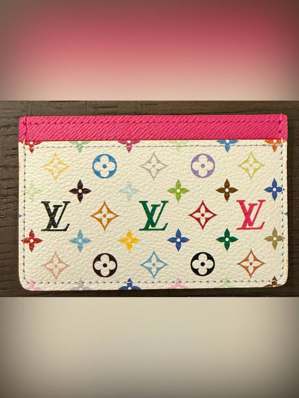 Louis Vuitton x Takashi Murakami White Multicolored Monogram Cardholder Wallet